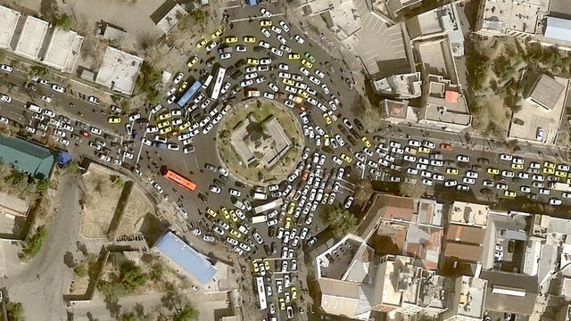 A satellite image shows heavy traffic, following strikes by the United States and Israel against Iran, in Tehran 