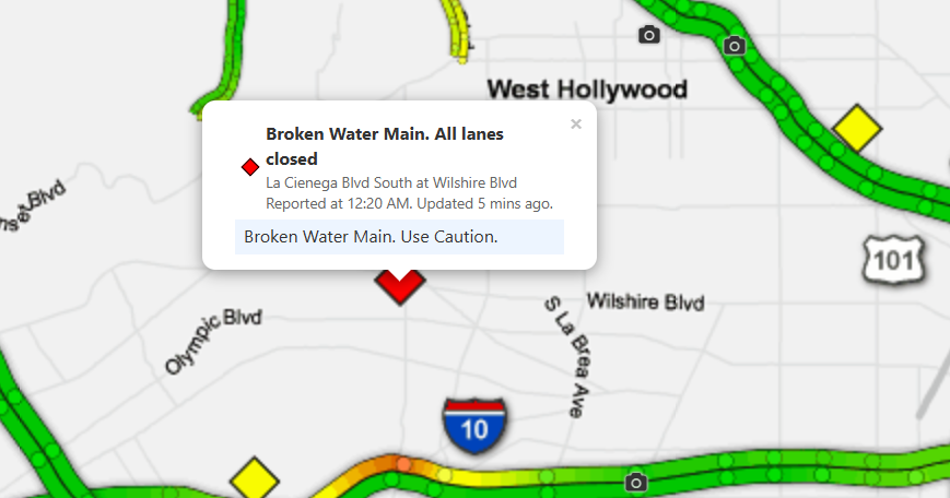 Water main break leads to closure of busy Beverly Hills intersection ...