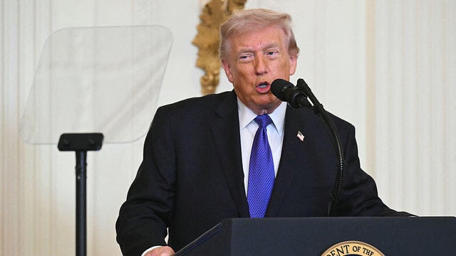 President Trump speaks during the Angel Families Remembrance Ceremony in the East Room of the White House in Washington, D.C., on Feb. 23, 2026. 