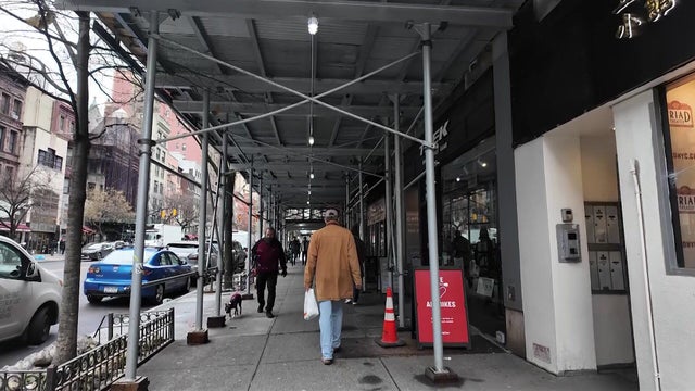 Scaffolding over a New York City sidewalk 