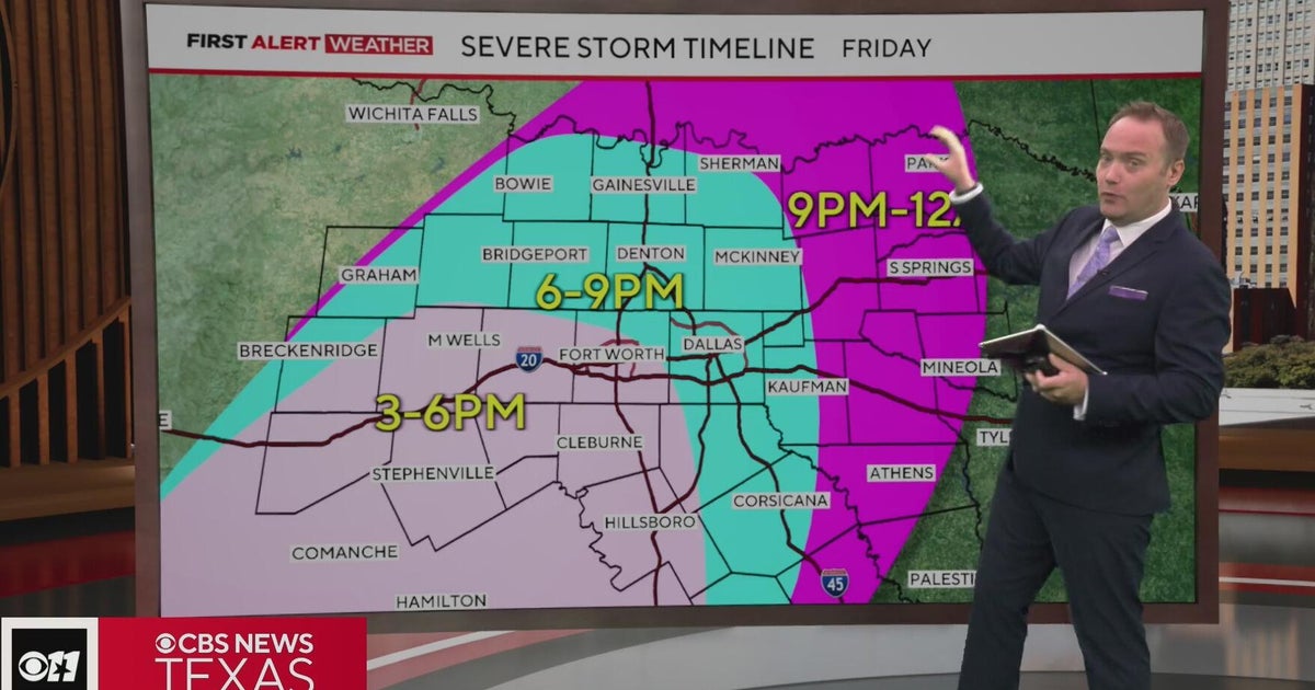 Severe storms approaching North Texas on Friday afternoon - CBS Texas