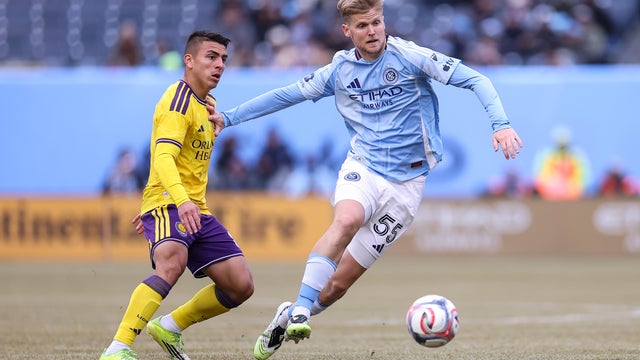 Keaton Parks #55 of New York City FC controls the ball during the first half of the MLS match against Orlando City SC at Yankee Stadium on March 07, 2026 in New York, New York. 