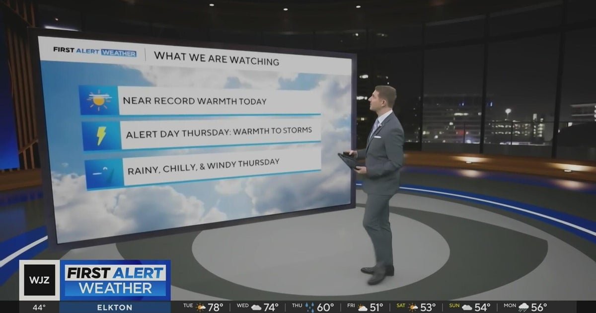 Near record warmth in Maryland Tuesday, Wednesday before storms roll in