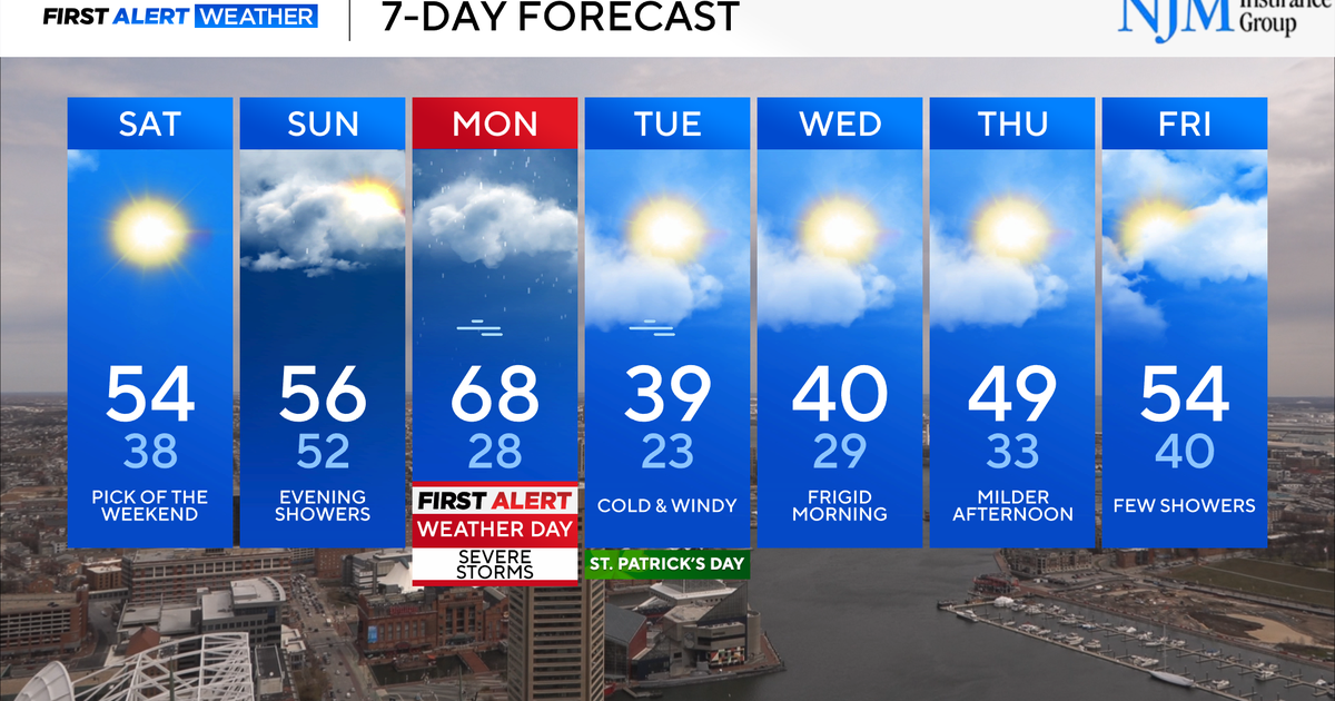 A round of severe storms will blast through Maryland on Monday