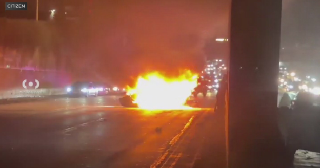 Fiery downtown Los Angeles crash leaves 1 dead on 110 Freeway