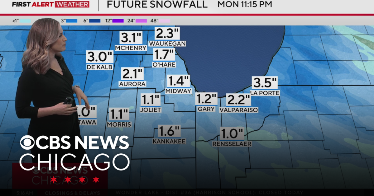 Snow Monday morning, bitter wind chills later in Chicago - CBS Chicago