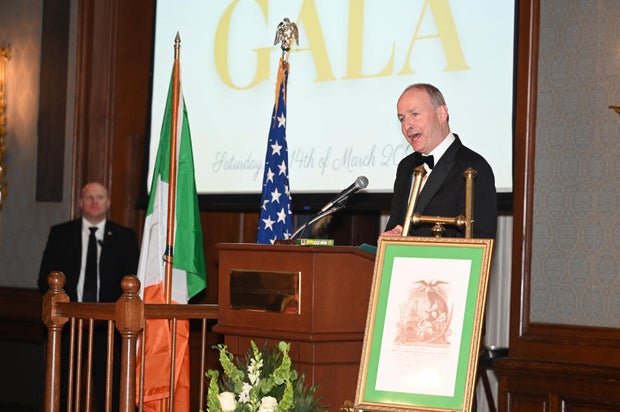 Irish Prime Minister attends the Society of the Friendly Sons and Daughters of St. Patrick Gala 