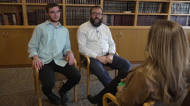 Ephy Carlebach and his father, Rabbi Mendy Carlebach 