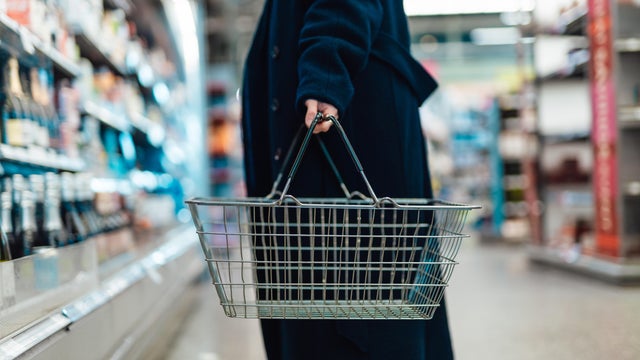 Food and grocery shopping in supermarket 