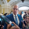 Senate Majority Leader John Thune speaks with reporters at the Capitol in Washington on Tuesday, March 24, 2026. 