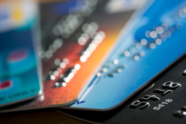 Multiple Credit cards close up 