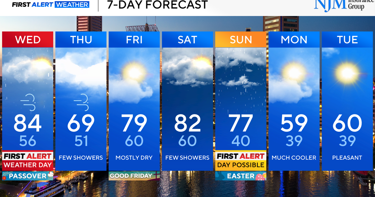 Chance of storms increases across Maryland heading into mid-week