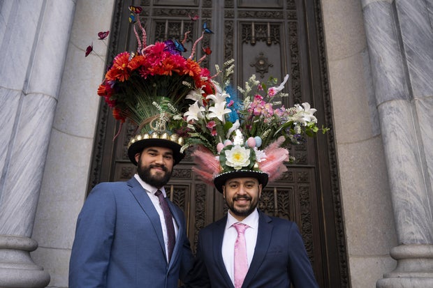 People take part in the annual Easter Parade and Bonnet Festival on Fifth Avenue between 49th and 57th Streets on Easter Sunday, April 20, 2025 in New York City, United States.