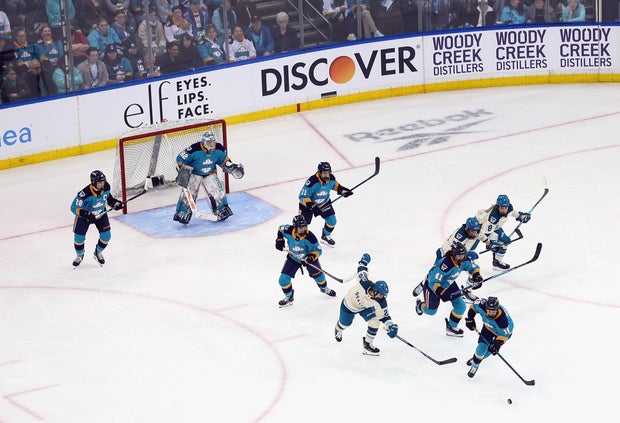The New York Sirens and the Seattle Torrent play in PWHL action at Madison Square Garden on April 04, 2026 in New York City.