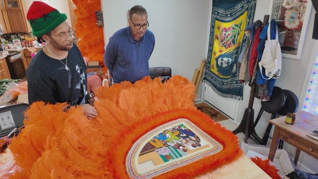 Big Chief Demond Melancon and Bill Whitaker 