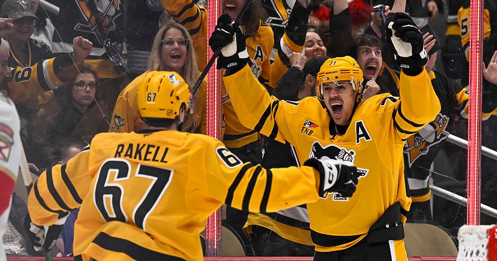 Rakell scores twice, Crosby has a goal and two assists as the Penguins beat the Panthers 5-2
