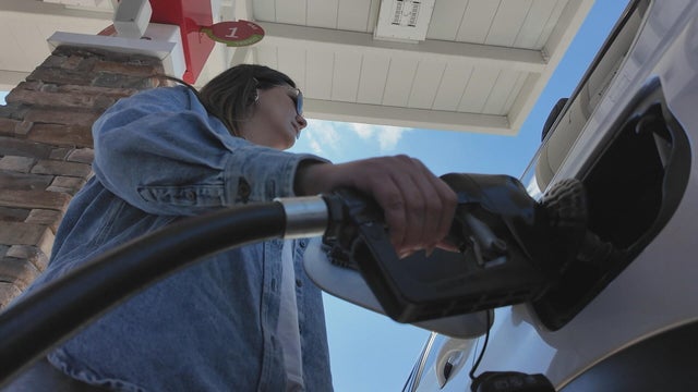 Jess Declet puts gas in her car at Wawa in Upper Chichester 