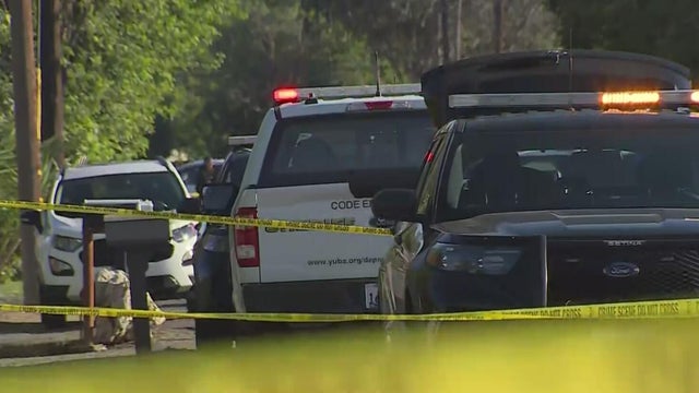 Police flashing lights at crime scene 