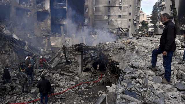Destruction in Beirut&acirc;s Corniche al-Mazraa after Israeli strike 