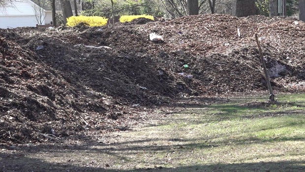 dirt-covered snow piles 