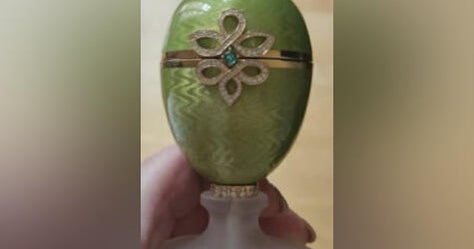 A man stole a handbag outside a London pub. Inside was a Faberge egg and watch.