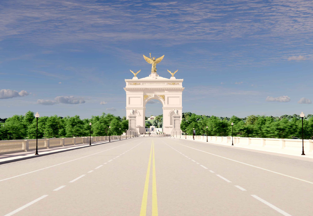 The arch as it would be seen from the Arlington Memorial Bridge. 
