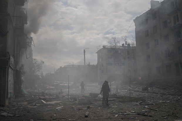 Aftermath of Russian strike on Kramatorsk, Ukraine 