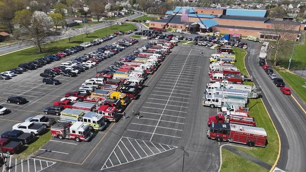 Dozens of emergency departments attended the joint funeral of Chief Jeff Buck and Assistant Chief Robert Shick 