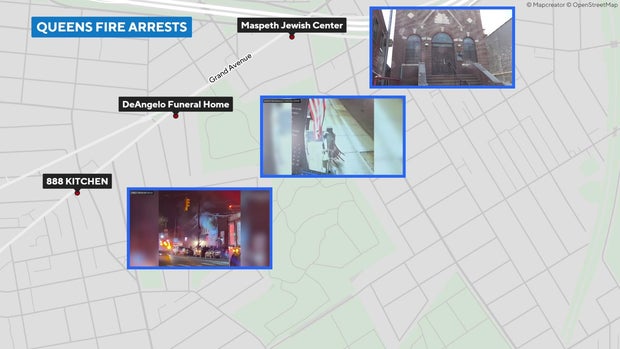 Map showing Queens fire locations 