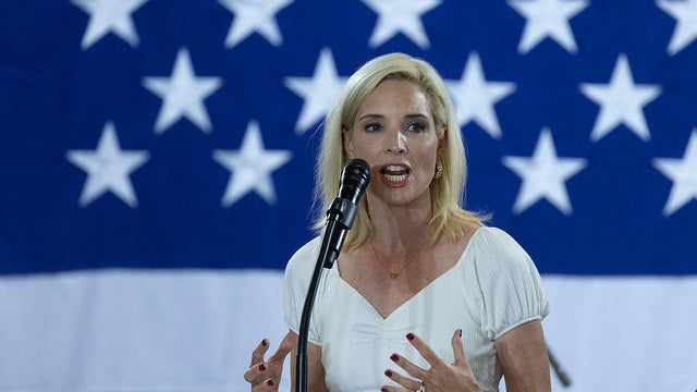 Rep. Ashley Hinson speaks to guests during a fundraiser on Aug. 23, 2025 in Cedar Rapids, Iowa. 