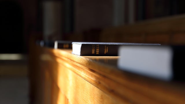 Bible book in the sunny church 