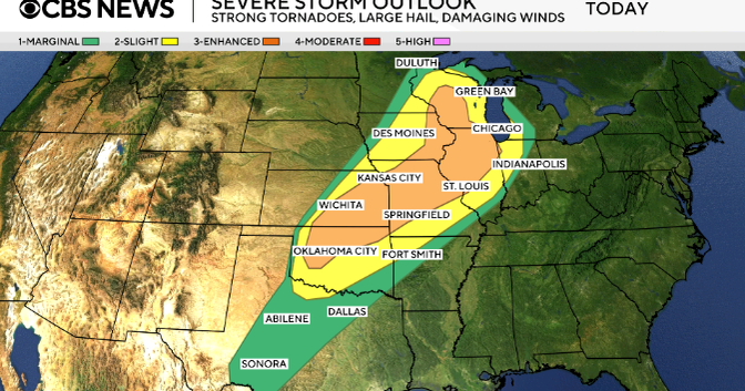 Maps show more severe storms forecast for Midwest after tornadoes, flooding