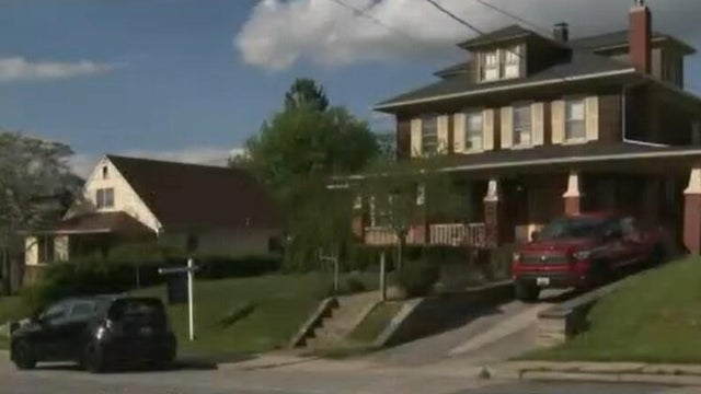 Generic police lights and yellow police tape at crime scene 