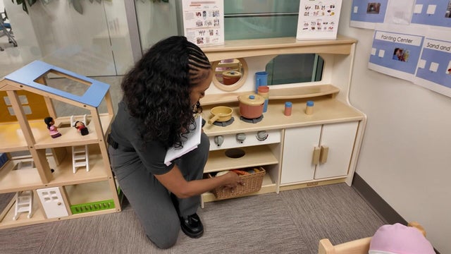 Health Department Inspector Ashantii Bernateau performs a mock day care inspection 