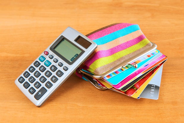 Credit cards in purse. 