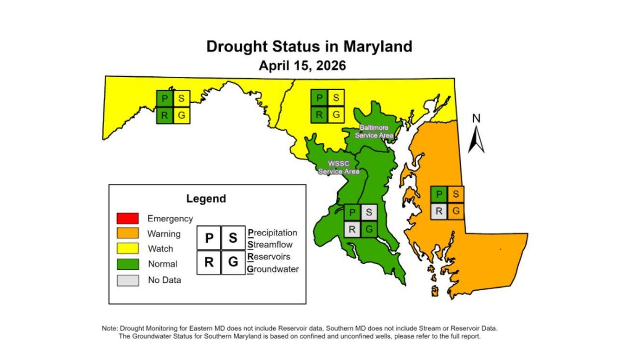 Severe drought conditions return in most of Maryland - CBS Baltimore