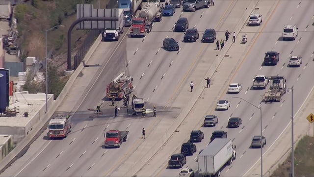 Van fire on I-95 south in Northeast Philadelphia 