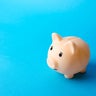 Piggy bank on a blue background. Economy. Pension fund. Deposit banking. Earn more money and save assets from inflation risks. Financial literacy, smart money management. Savings program 