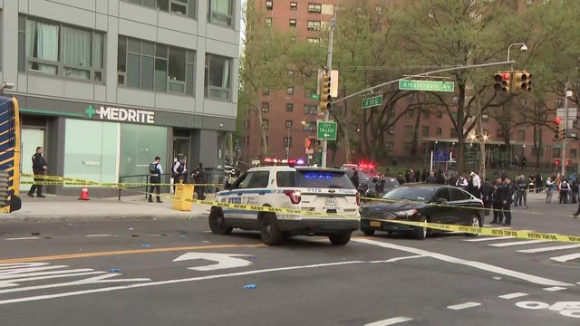Police vehicles and crime scene tape in Morningside Heights 