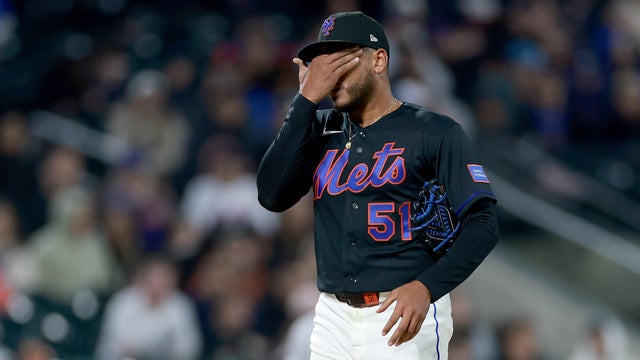 Freddy Peralta #51 of the New York Mets reacts in the fifth inning against the Colorado Rockies at Citi Field on April 24, 2026 in the Flushing neighborhood of the Queens borough of New York City. 