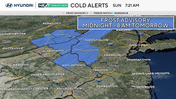 Frost advisory until 8 a.m. Monday 