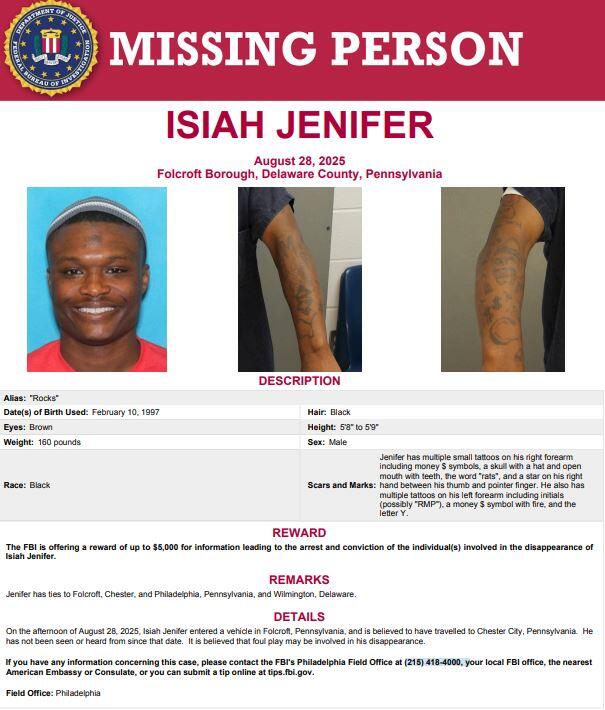 FBI offering $5K reward for info on missing man last seen in Delaware ...