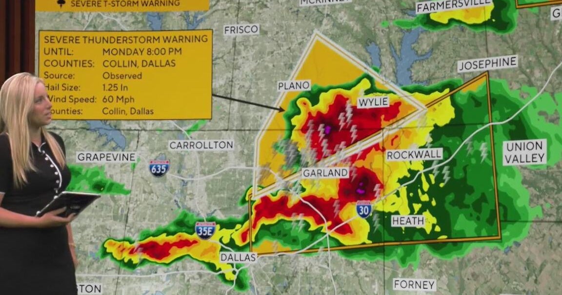 Severe thunderstorms capable of large hail and 60 mph winds move into ...