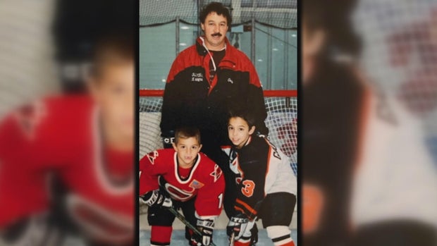 Johnny and Matthew Gaudreau with their father Guy 