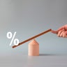 Conceptual finance or business growth trend still life with balance scale. Stock photo. 