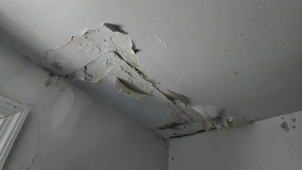 Water-damaged ceiling 