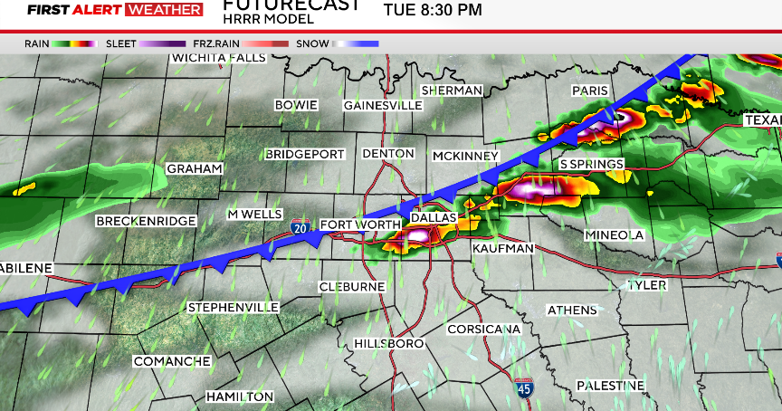 Tuesday evening storm chances in the cards for North Texas