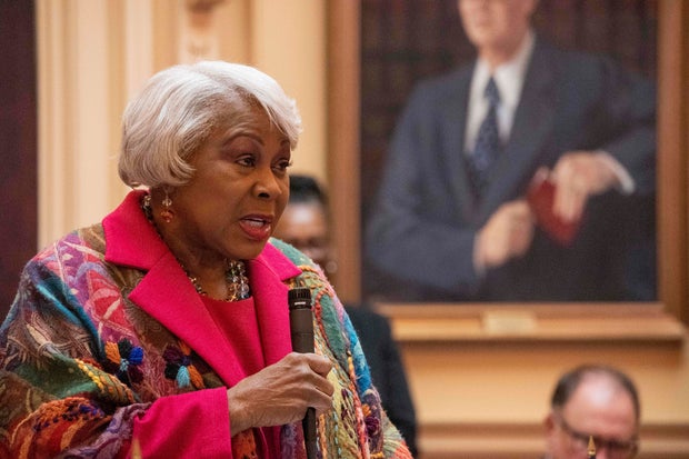 Democratic Virginia authorities   Sen. L. Louise Lucas addresses the Senate level  March 9, 2024, astatine  the Virginia State Capitol successful  Richmond. 