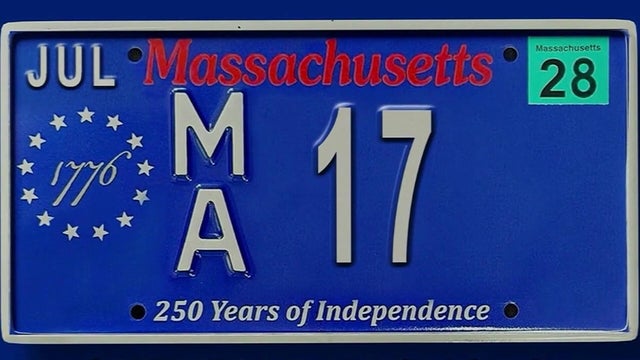 Blue Massachusetts license plate 