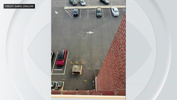 View of parking lot from third-floor window 